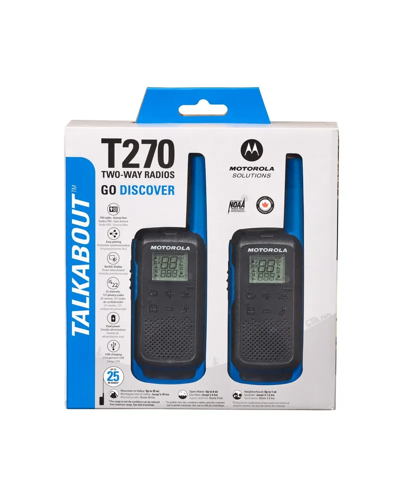 Motofrs Motorola Solutions T270 25 mi. Two-Way Radio Black/Blue 2-Pack  Plaza Las Americas