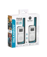 Motorola Solutions T114 16 mi. Two-Way Radio White/Blue Alkaline 2-Pack