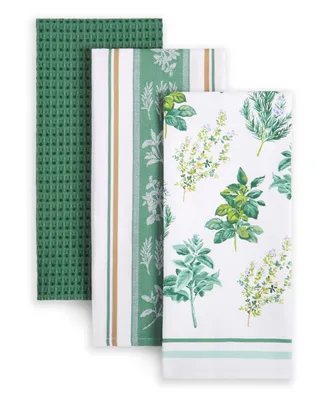 Martha Stewart Herbs Lint-Free Kitchen Towel 3-Pack Set, 18" x 28"