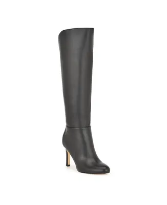 Nine West Women's Sancha Almond Toe Stiletto Heel Dress Wide Calf Boots