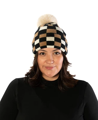 Marcus Adler Checkered Beanie with Pom