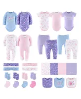 The Peanutshell Baby Girls Newborn Layette Gift Set for Girls, Purple Pink Butterfly, 30 Essential Pieces