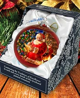 Designocracy Wish List Santa Large Holiday Glass Collectible Ornaments D. Gelsinger