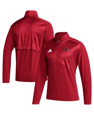 Men's adidas Red Louisville Cardinals Sideline Aeroready Raglan Sleeve Quarter-Zip Jacket