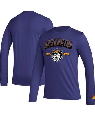 Men's adidas Purple Washington Huskies Mighty Mascot Pregame Long Sleeve T-shirt