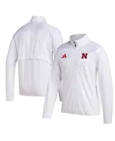 Men's adidas White Nebraska Huskers Sideline Aeroready Raglan Sleeve Quarter-Zip Jacket