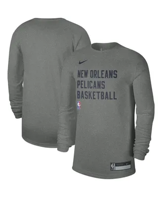 Men's and Women's Nike Heather Gray New Orleans Pelicans 2023/24 Legend On-Court Practice Long Sleeve T-shirt