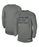 Men's and Women's Nike Heather Gray New Orleans Pelicans 2023/24 Legend On-Court Practice Long Sleeve T-shirt