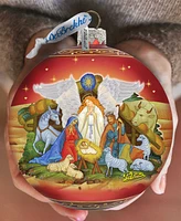 Designocracy Guarding Light Nativity Large Holiday Glass Collectible Ornaments G. DeBrekht