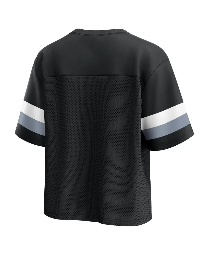 Women's Fanatics Black Las Vegas Raiders Established Jersey Cropped V-Neck T-shirt
