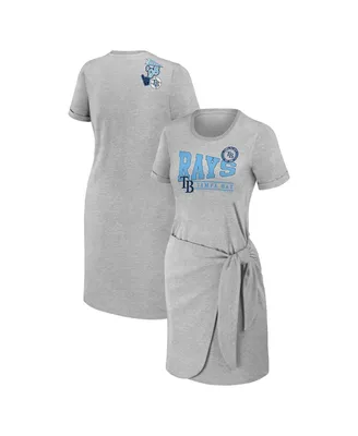 Women's Wear by Erin Andrews Heather Gray Tampa Bay Rays Knotted T-shirt Dress
