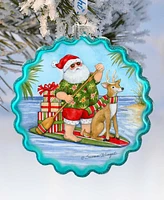 Designocracy Paddle Boarding Santa Wreath Christmas Mercury Glass Ornaments S. Winget