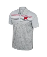 Men's Colosseum Gray Wisconsin Badgers Cybernetic Polo Shirt
