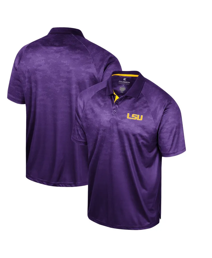 Men's Colosseum Purple Lsu Tigers Honeycomb Raglan Polo Shirt