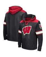 Men's Colosseum Black Wisconsin Badgers Big and Tall Hockey Lace-Up Pullover Hoodie