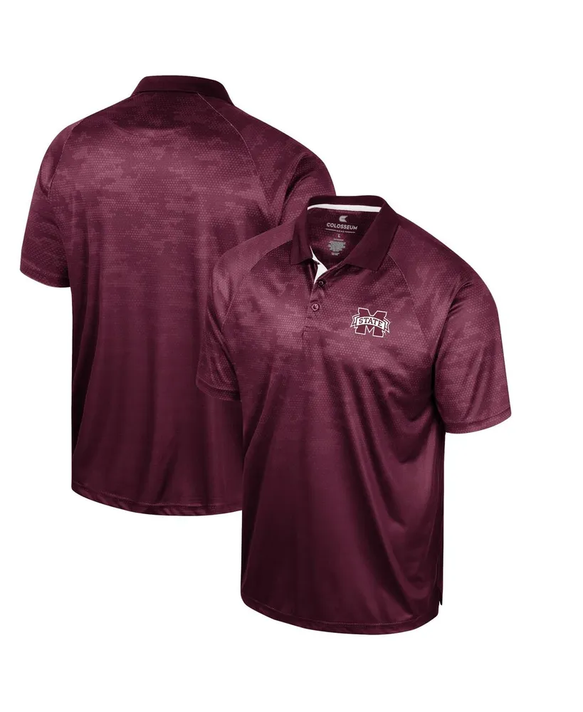 Men's Colosseum Maroon Mississippi State Bulldogs Honeycomb Raglan Polo Shirt