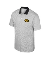 Men's Colosseum White Iowa Hawkeyes Print Stripe Polo Shirt