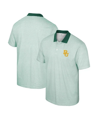Men's Colosseum White, Green Baylor Bears Print Stripe Polo Shirt