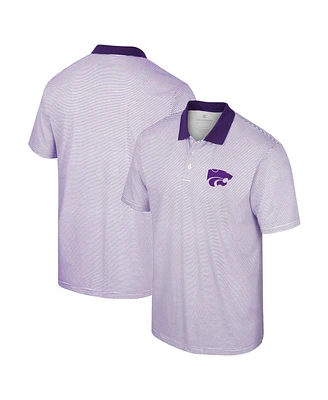 Men's Colosseum White, Purple Kansas State Wildcats Print Stripe Polo Shirt