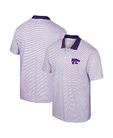 Men's Colosseum White, Purple Kansas State Wildcats Print Stripe Polo Shirt