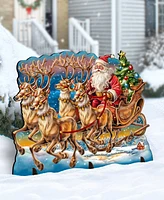 Designocracy Santa in Sleigh 28" Outdoor Holiday Yard Decor G. DeBrekht