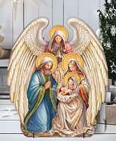 Designocracy Nativity with Angel 32" Outdoor Christmas Free Standing Garden Decor G. DeBrekht