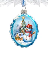 Designocracy Snowman and Christmas Tree Keepsake Glass Christmas Ornaments G. DeBrekht