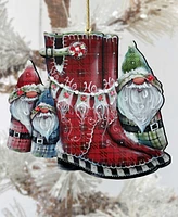 Designocracy Hello Christmas Boots Christmas Wooden Ornaments Holiday Decor J. Mills-Price