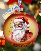 Designocracy Jolly Santa Claus Ball Holiday Mercury Glass Ornaments G. DeBrekht