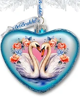 Designocracy Swan Love Heart Mercury Glass Christmas Ornaments G. DeBrekht