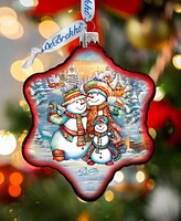 Designocracy Cheerful Snowmen Snowflake Mercury Christmas Glass Ornaments G. DeBrekht