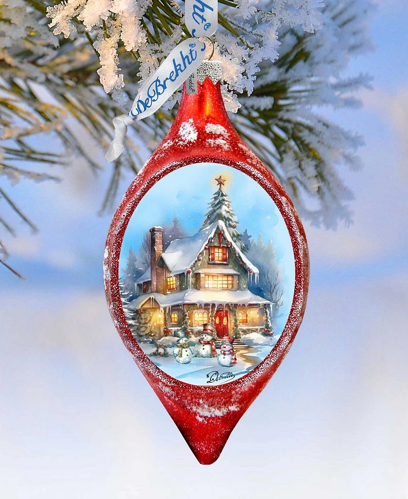 Designocracy Christmas Cottage Drop Holiday Mercury Glass Ornaments G. DeBrekht