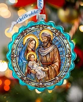 Designocracy Classical Holy Family Wreath Mercury Christmas Glass Ornaments G. DeBrekht