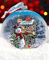 Designocracy Hot Cocoa Magic - Frosty Fun Lg Holiday Glass Collectible Ornament D. Gelsinger