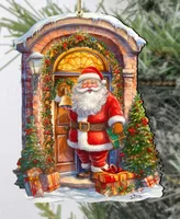 Designocracy Knocking the Door Santa Christmas Wooden Ornaments Holiday Decor G. DeBrekht