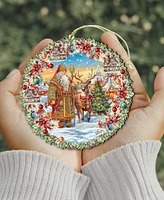 Designocracy Santa's Magical Cottage Wreath Christmas Wooden Ornaments G. DeBrekht