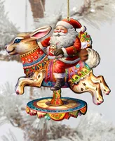 Designocracy Santa Claus on Carousel Christmas Wooden Ornaments G. DeBrekht