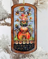 Designocracy Holiday Wooden Ornaments Harvest Pumpkin Scarecrow Home Decor J. Mills-Price