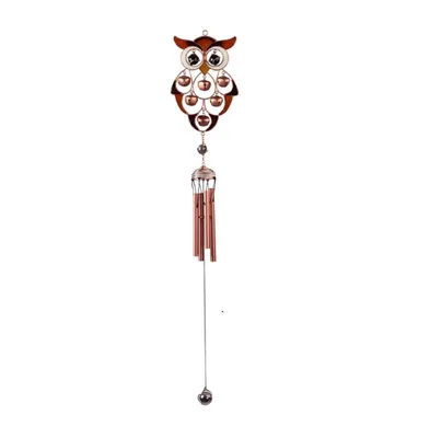 30" Long Owl Copper and Gem Wind Chime