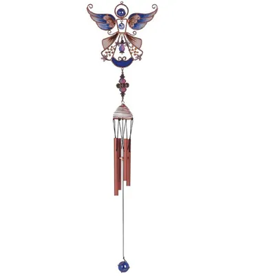 23" Long Blue Angel Copper and Gem Wind Chime