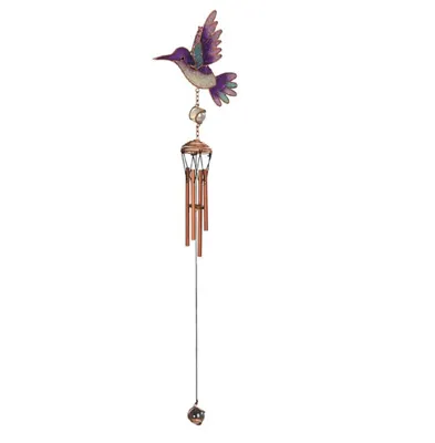 Fc Design 24" Long Blue and Purple Hummingbird Copper and Gem Wind Chime Home Decor Perfect Gift for House Warming, Holidays and Birthdays