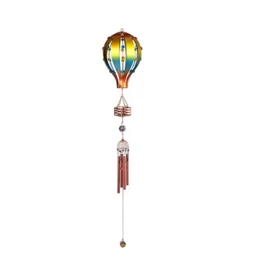 34" Long Blue and Gold Air Balloon with Copper Gem