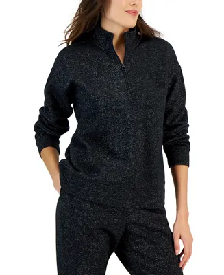 Id Ideology Women's Metallic Fleece Half-Zip Sweatshirt, Created for Macy's