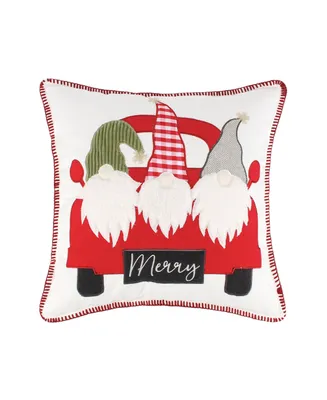 Levtex Road Trip Gnomes Applique Embroidered Decorative Pillow, 18" x 18"