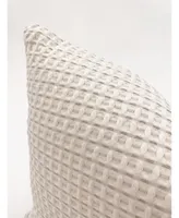 Body Pillow 20x54 Down Alternative Ivory & Taupe Cotton Waffle Weave