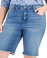 Style & Co Plus Denim Raw-Edge Bermuda Shorts, Created for Macy's