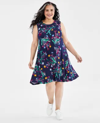 Style & Co Plus Floral Sleeveless Flip Flop Dress, Created for Macy's