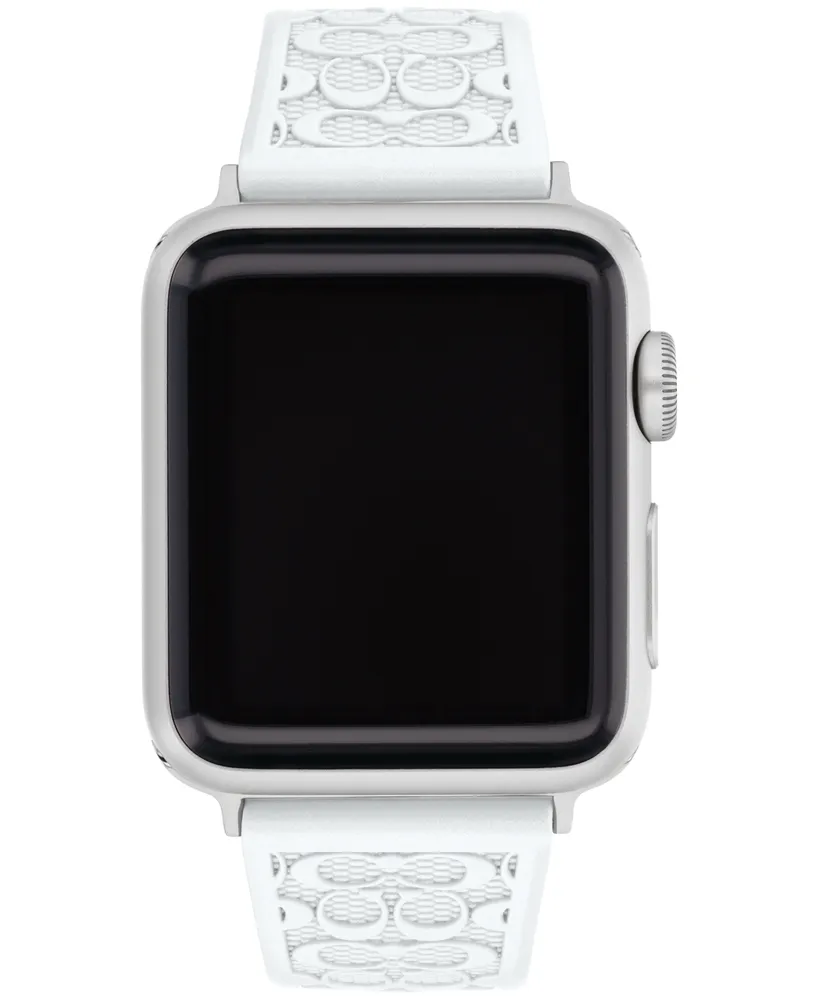 Coach White Pearlized Signature C Silicone Strap for 38, 40, 41mm Apple Watch