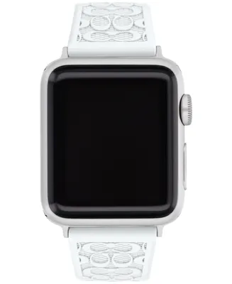 Coach White Pearlized Signature C Silicone Strap for 38, 40, 41mm Apple Watch