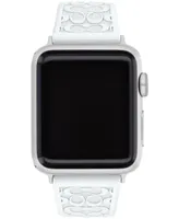 Coach White Pearlized Signature C Silicone Strap for 38, 40, 41mm Apple Watch